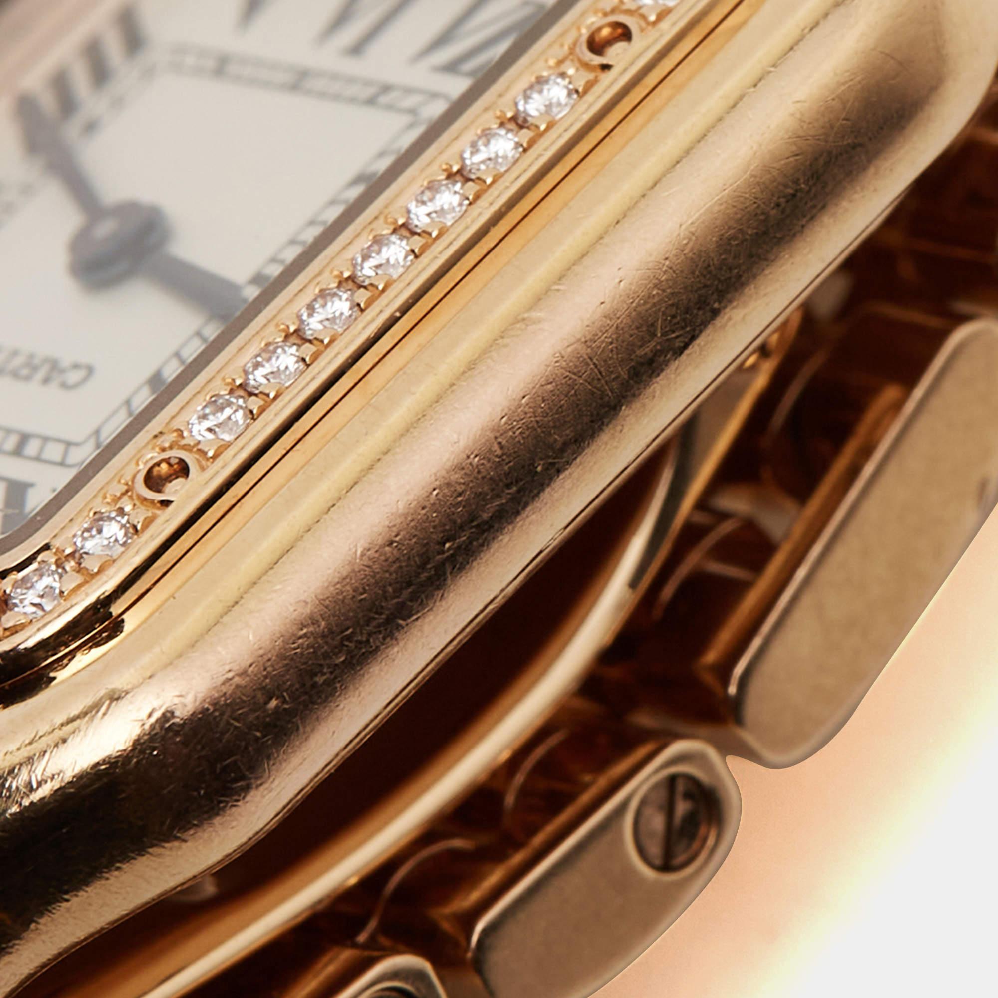 Cartier Silver 18k Rose Gold Diamond Panthère de Cartier Wristwatch 27 x 36 mm 7