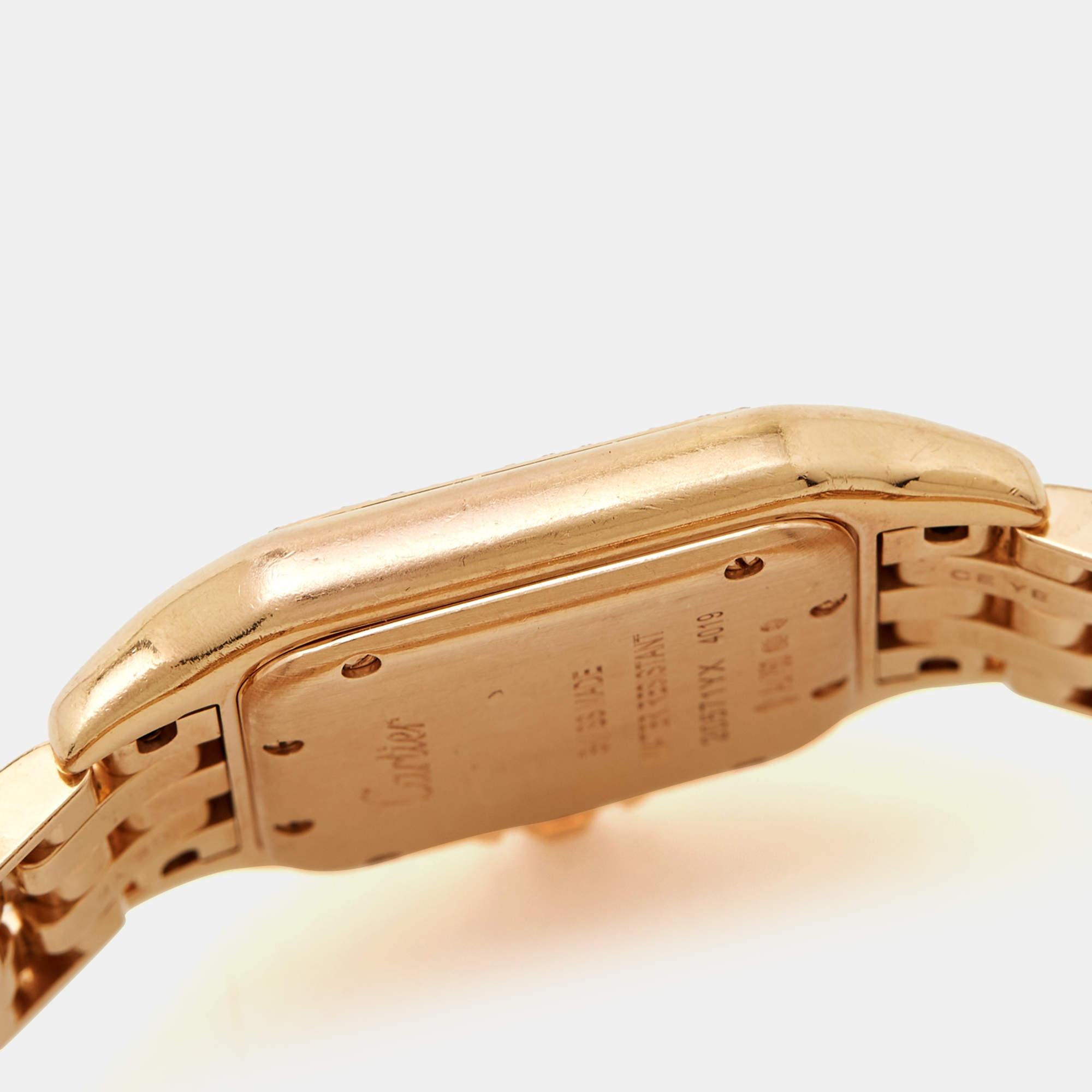 Cartier Silver 18k Rose Gold Diamond Panthère de Cartier Wristwatch 27 x 36 mm In Good Condition In Dubai, Al Qouz 2