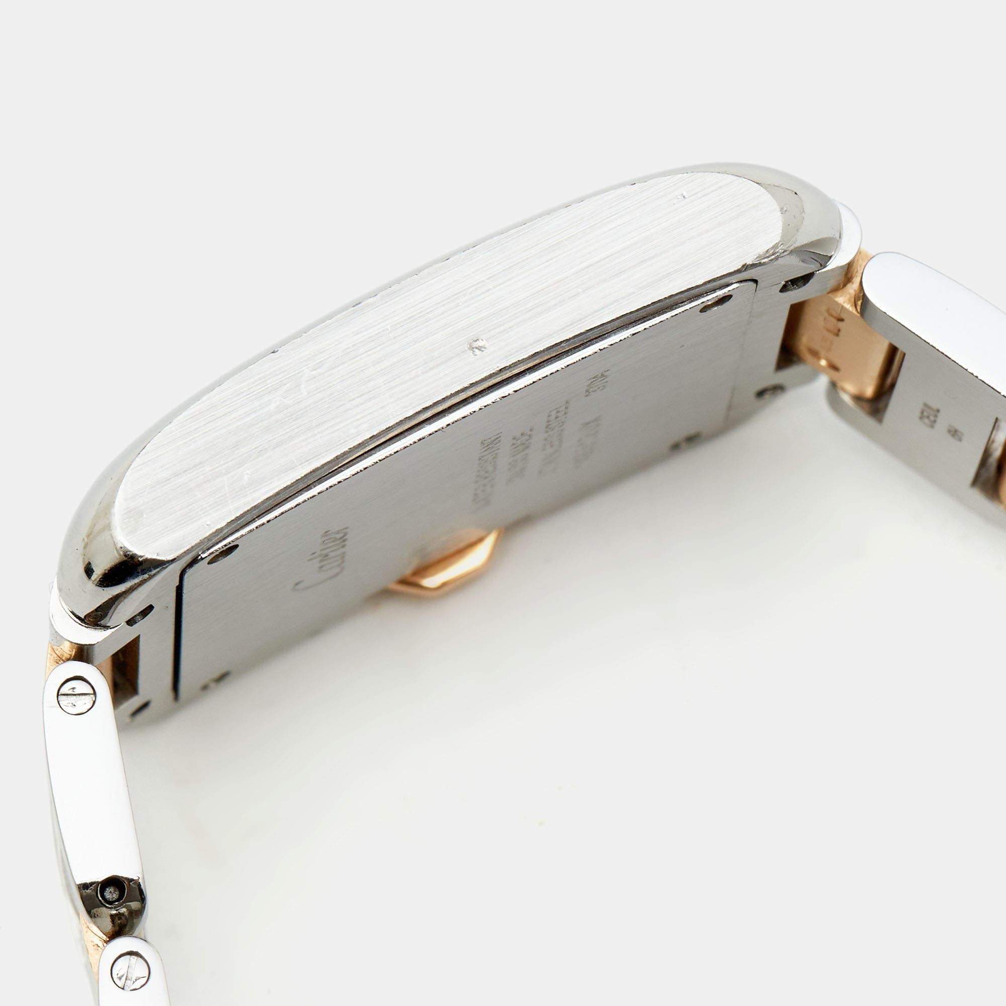 Cartier Silver 18K Rose Gold Diamond Tank Anglaise Women's Wristwatch 26 mm 6