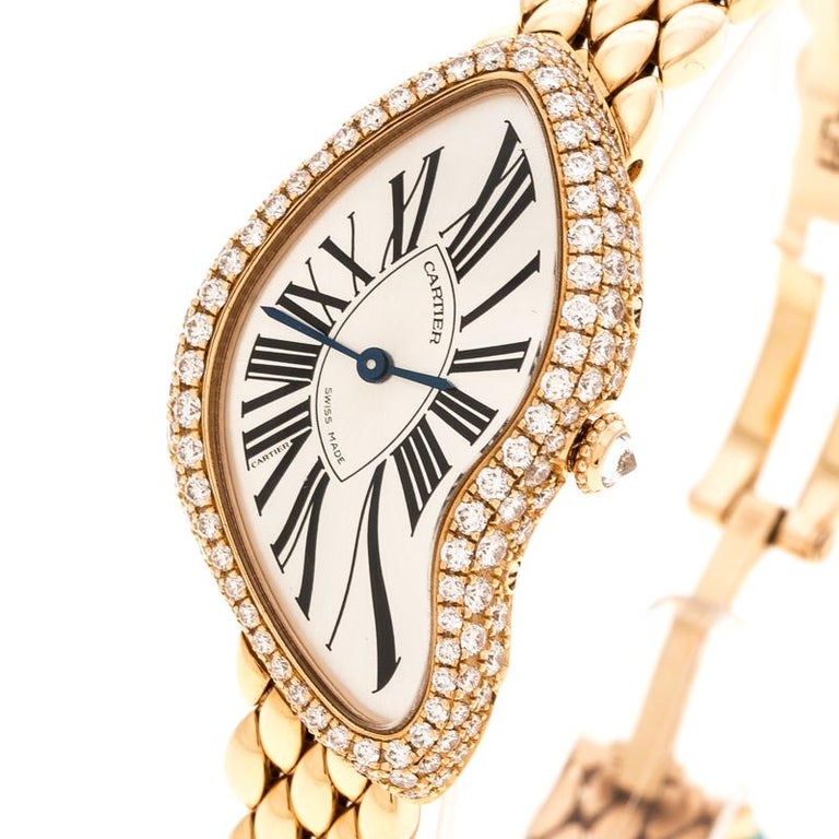 Cartier Silver 18K Rose Gold Diamonds Crash 3618 Women's Wristwatch 25 ...