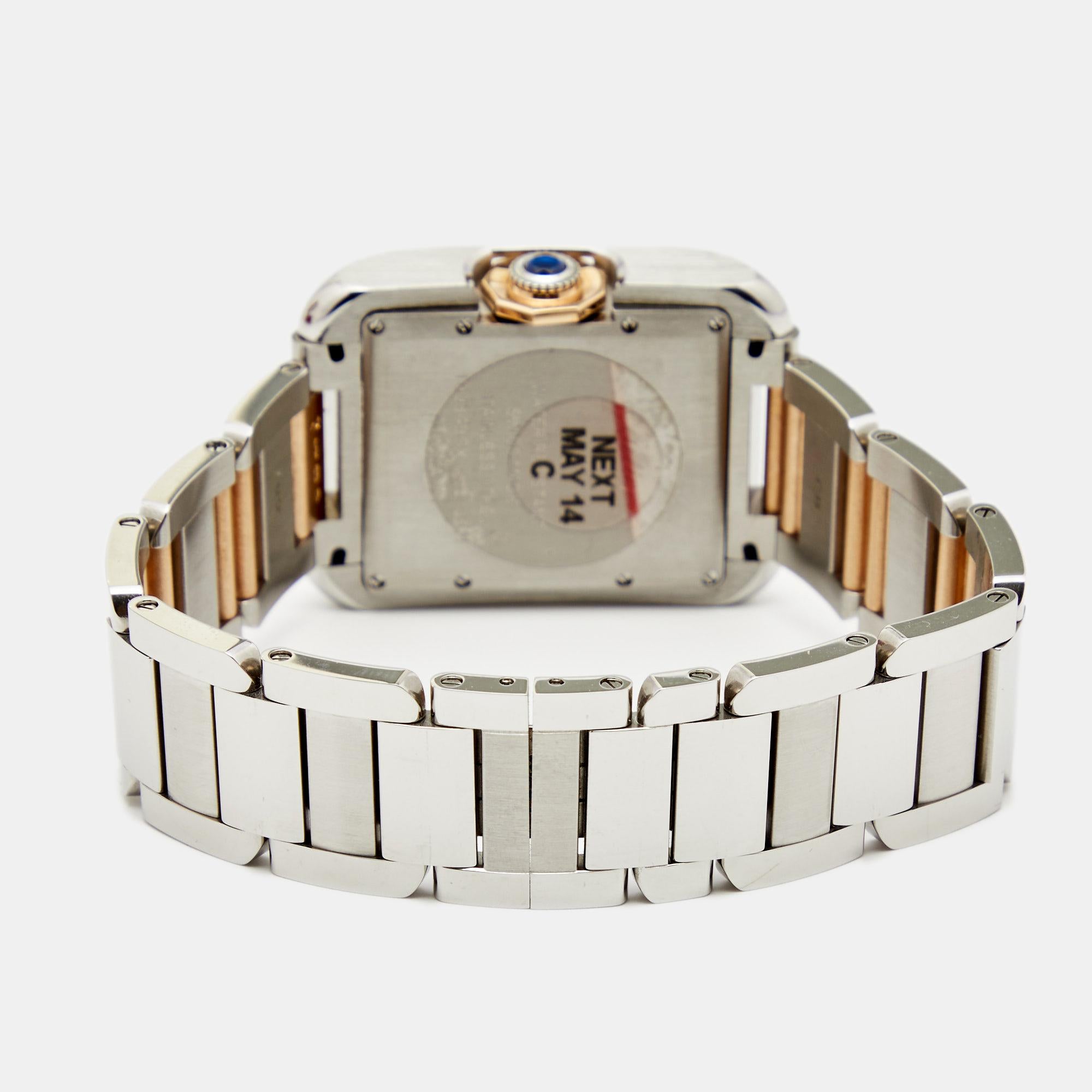 Women's Cartier Silver 18K Rose Gold Tank Anglaise W5310007 Unisex Wristwatch 29 mm