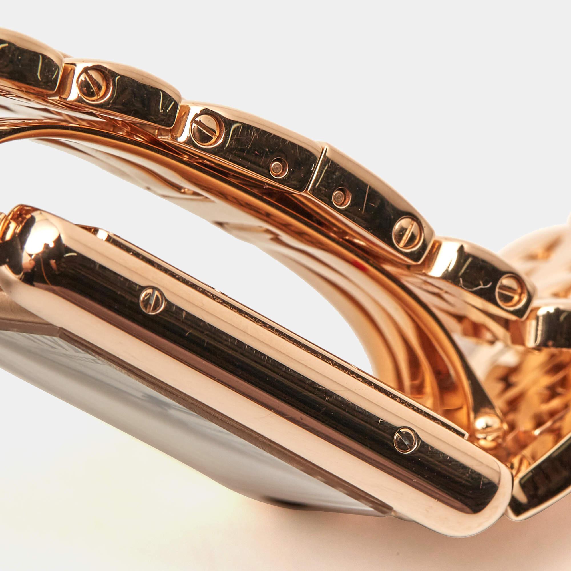 Cartier Silver 18k Rose Gold Tank Louis WGTA0024 Women's Wristwatch 21 mm 2