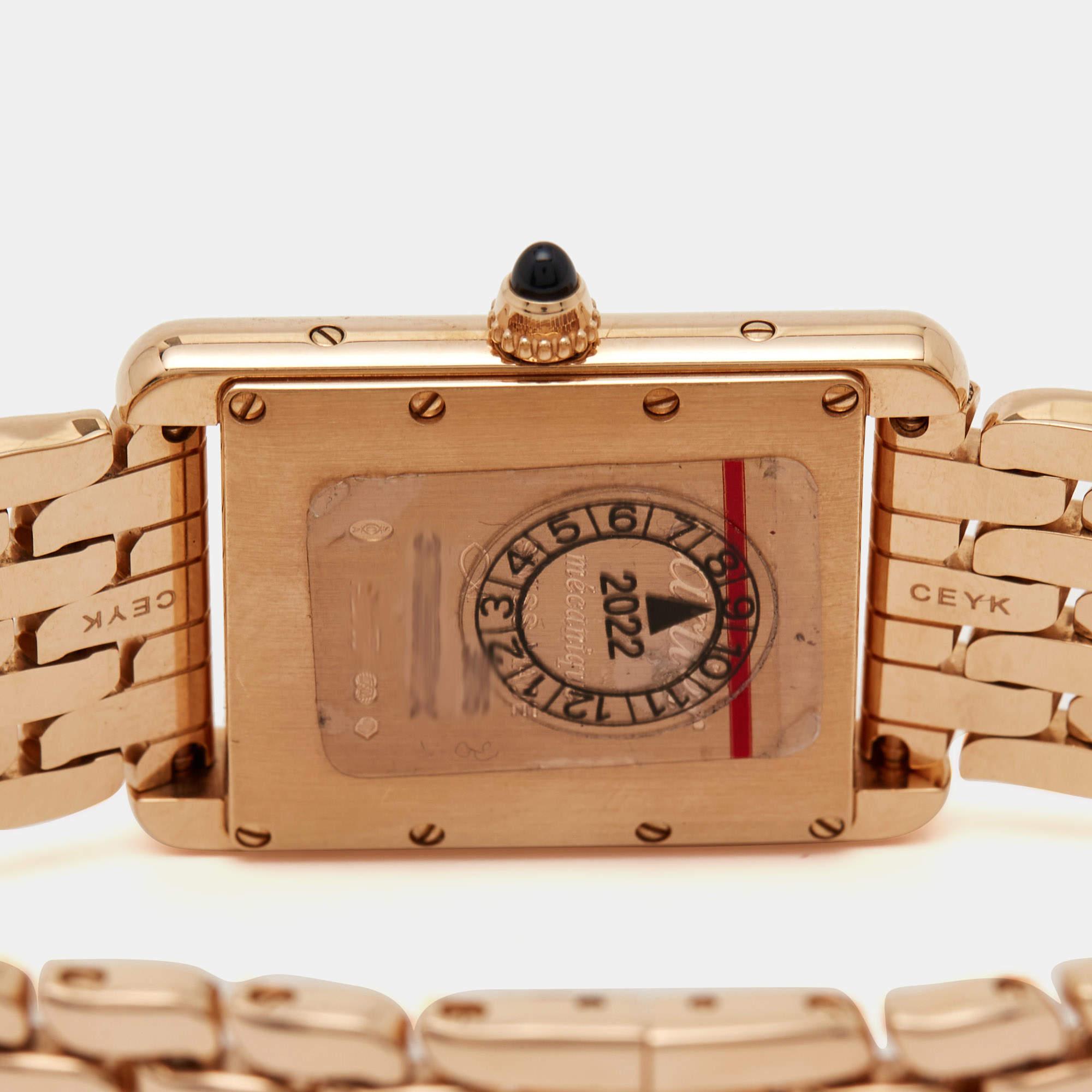 Cartier Silver 18k Rose Gold Tank Louis WGTA0024 Women's Wristwatch 21 mm 5