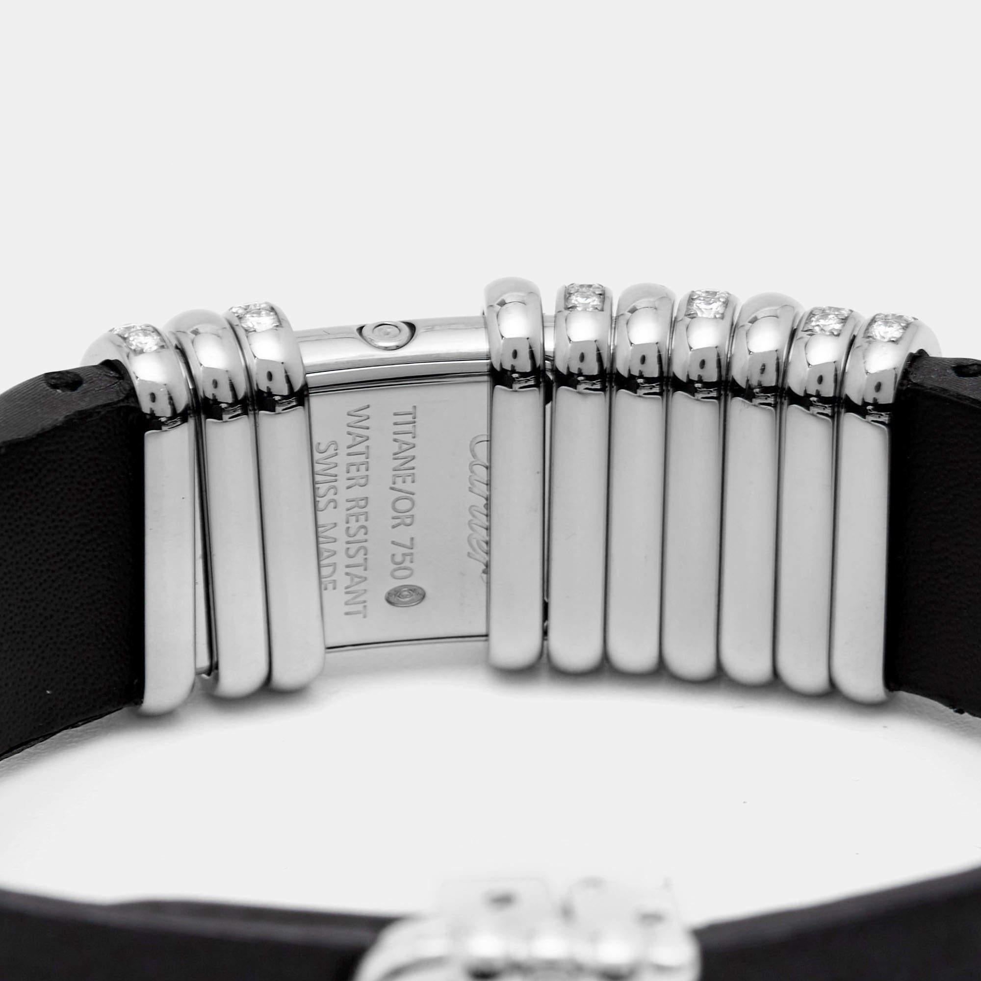 Cartier Silver 18K White Gold Diamond Declaration Women's Wristwatch 16 mm In Excellent Condition In Dubai, Al Qouz 2
