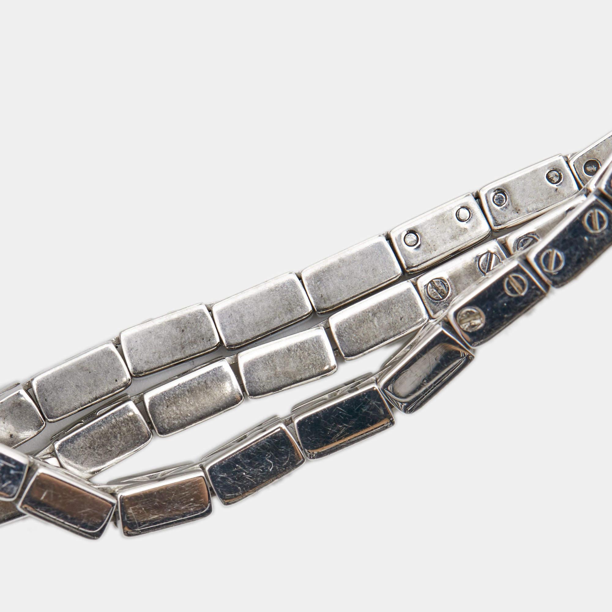 Cartier Silver 18K White Gold Diamond Lanieres Tank Allongee 2544 Women's Wristw 4