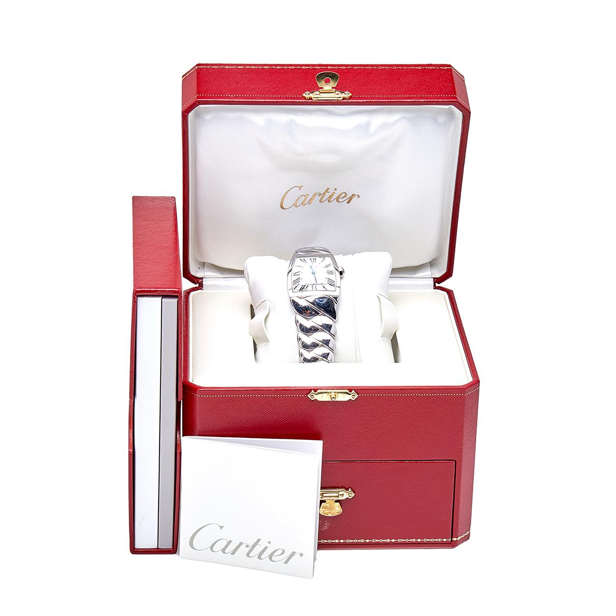Cartier Silver 18k White Gold La Dona W640050J Women's Wristwatch 28 mm In Good Condition In Dubai, Al Qouz 2