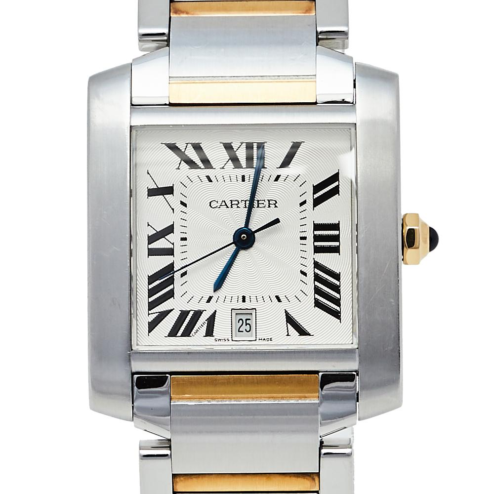Cartier Silver 18K Yellow Gold & Stainless Steel 2302 Women's Wristwatch 28mm In Good Condition In Dubai, Al Qouz 2
