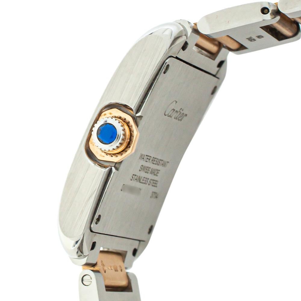 Contemporary Cartier Silver 18K Yellow Gold Tank Anglaise 3704 Women's Wristwatch 26 mm