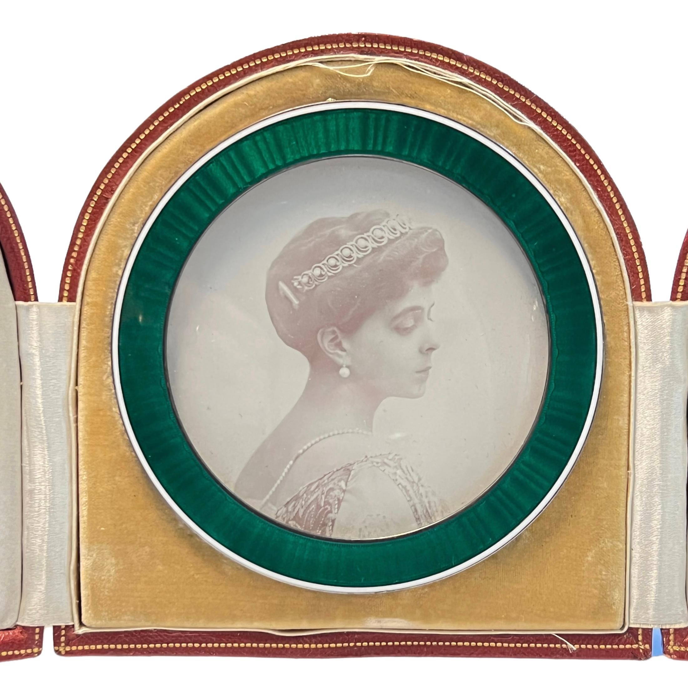 Belle Époque Cartier Silver and Enamel Picture Frame Circa 1900s For Sale