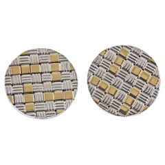 Vintage Cartier Silver and Gold Checkered Large Cufflinks