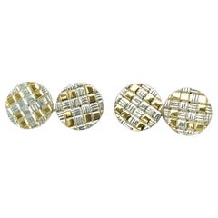 Cartier Silver and Gold Checkered Small Cufflinks