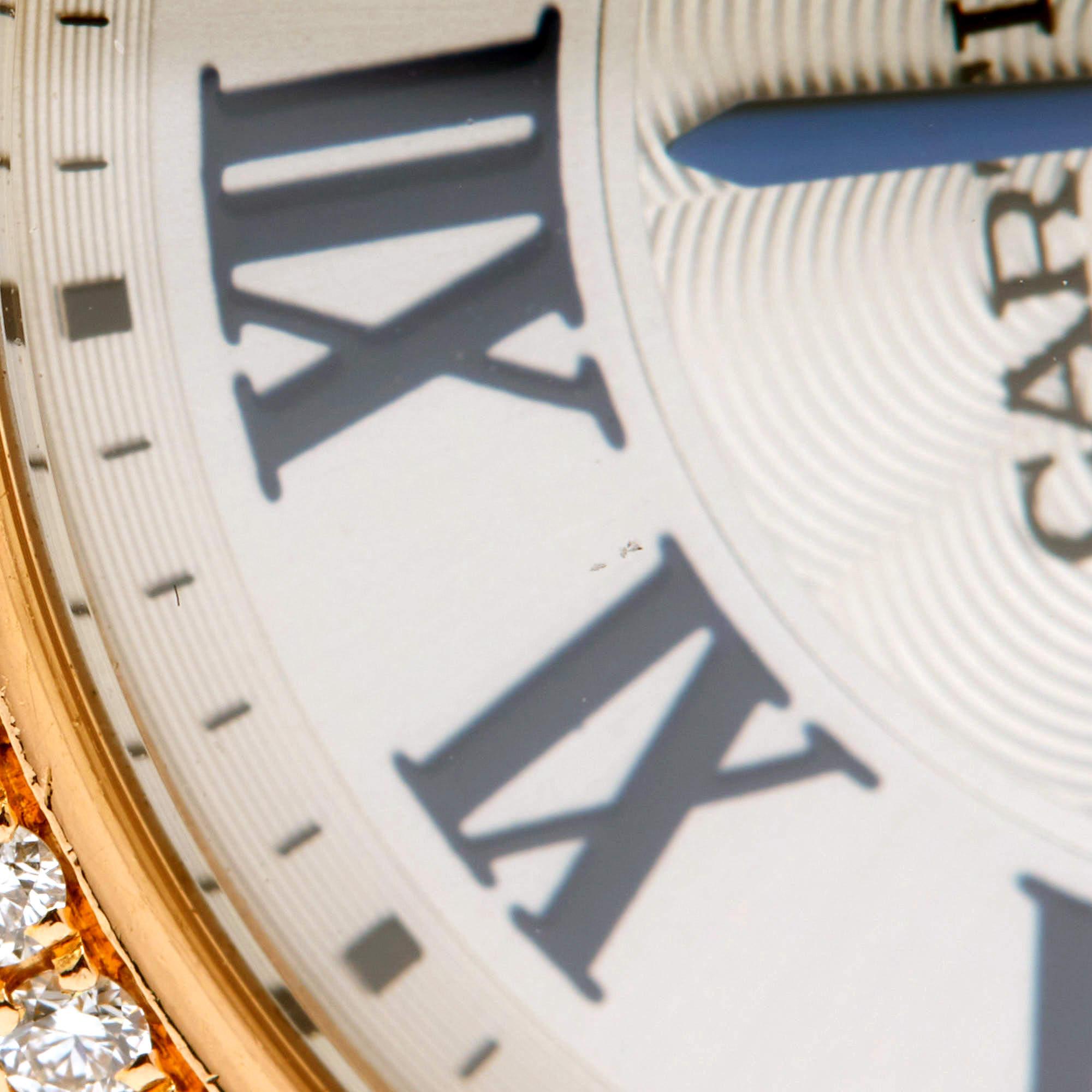 Cartier Silver Diamond 18K Rose Gold Alligator Leather Women's Wristwatch 31 mm 3