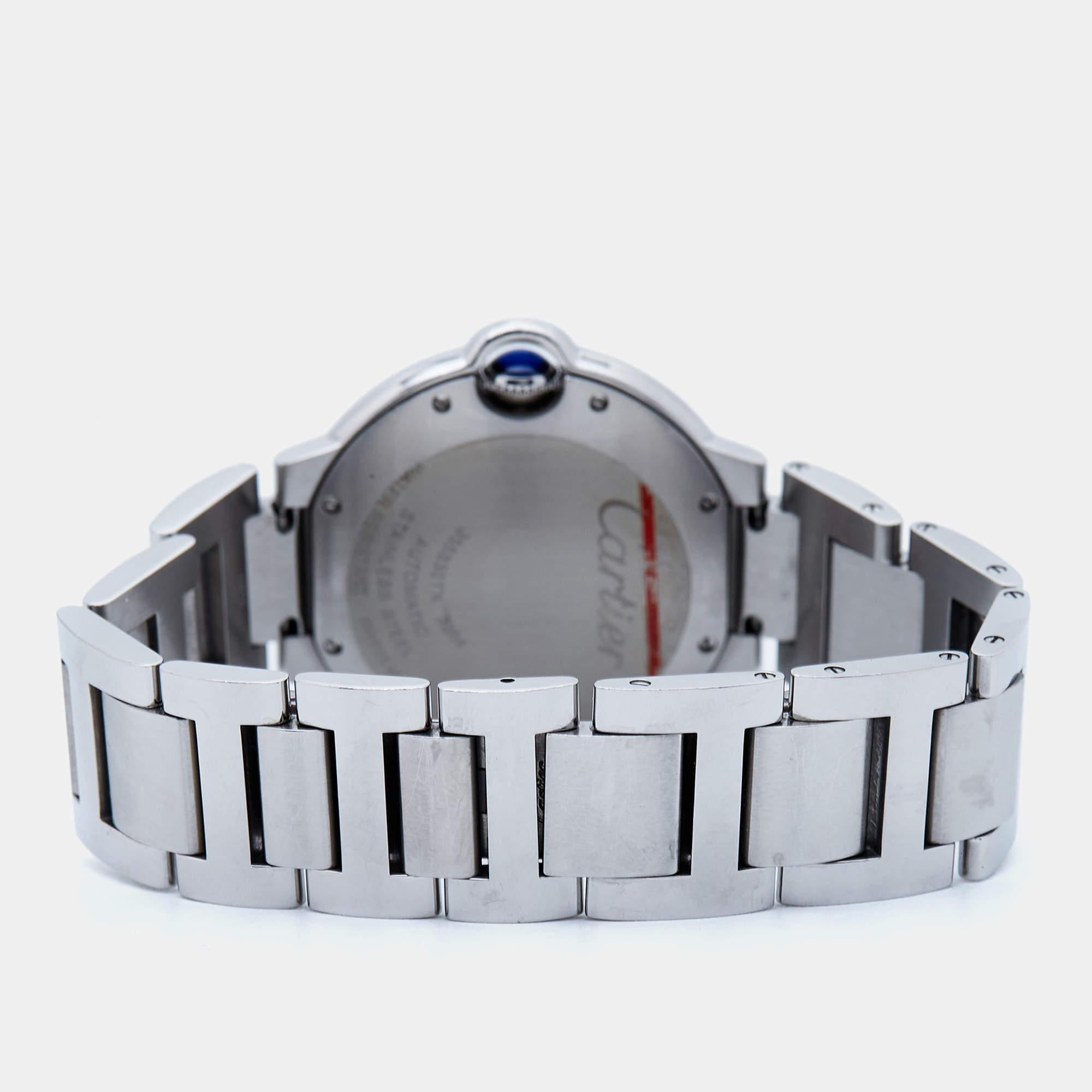 Cartier Silver Diamond Stainless Steel Ballon Bleu WE902075 Women's Wristwatch 3 In Good Condition In Dubai, Al Qouz 2