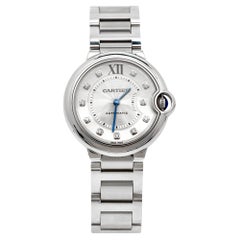 Cartier Silver Diamond Stainless Steel Ballon Bleu WE902075 Women's Wristwatch 3