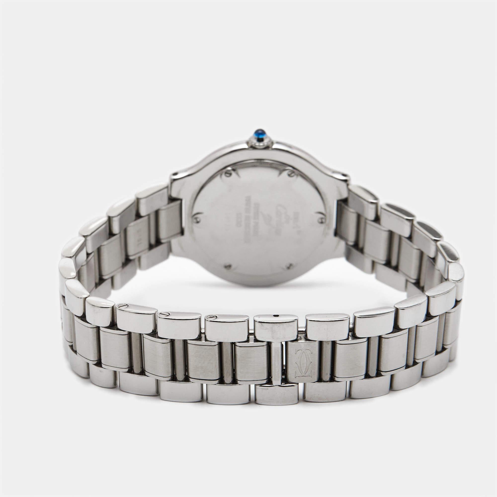 Cartier Silver Grey Stainless Steel Must De Cartier Women's Wristwatch 31 mm In Excellent Condition In Dubai, Al Qouz 2