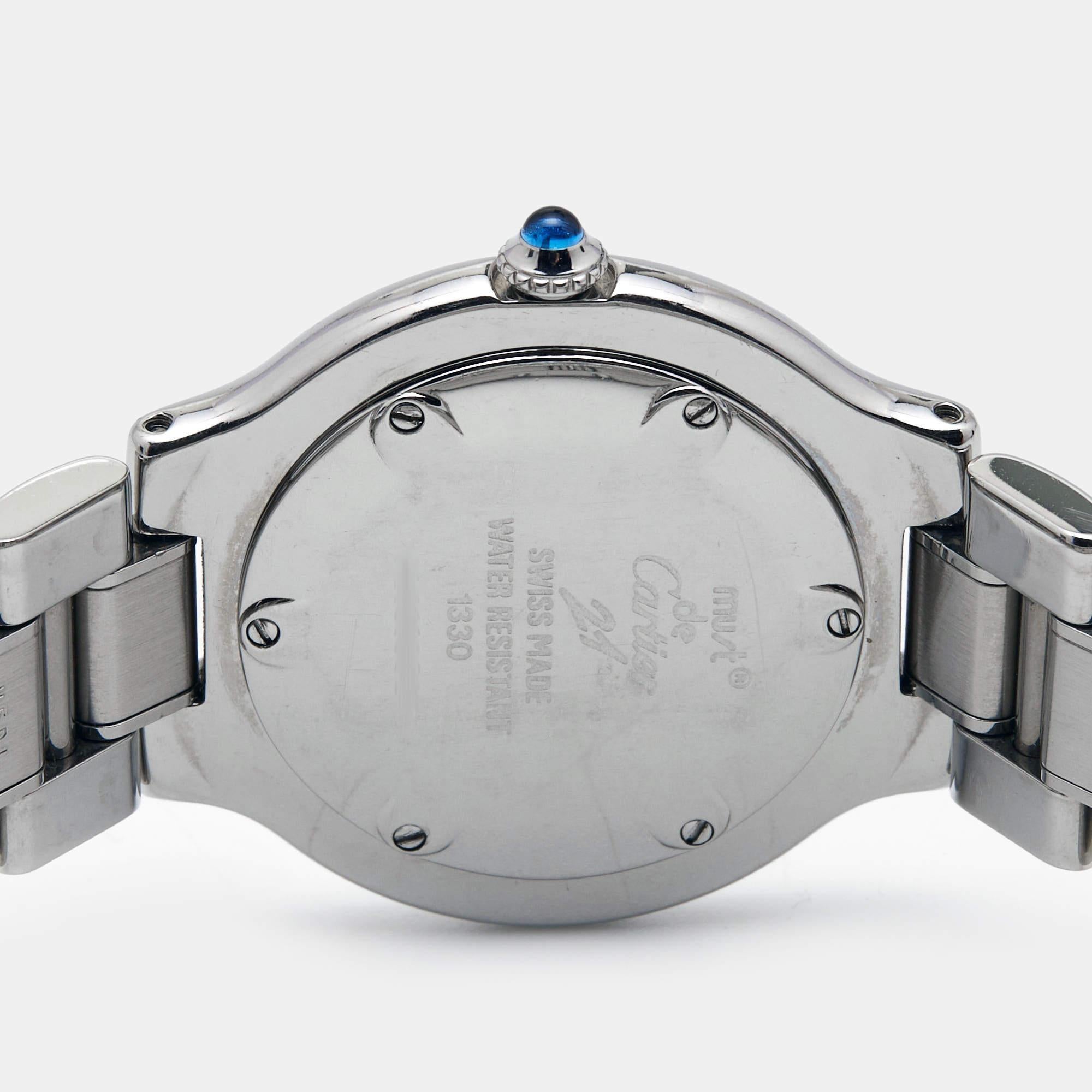 Cartier Silver Grey Stainless Steel Must De Cartier Women's Wristwatch 31 mm 1