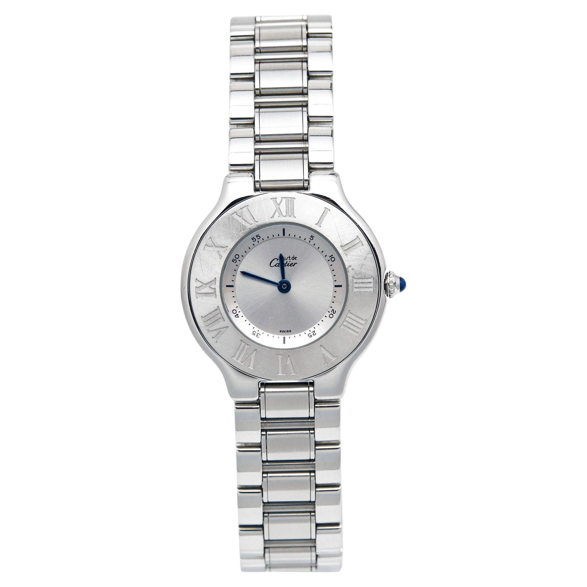 Cartier Silver Grey Stainless Steel Must De Cartier Women's Wristwatch 31 mm