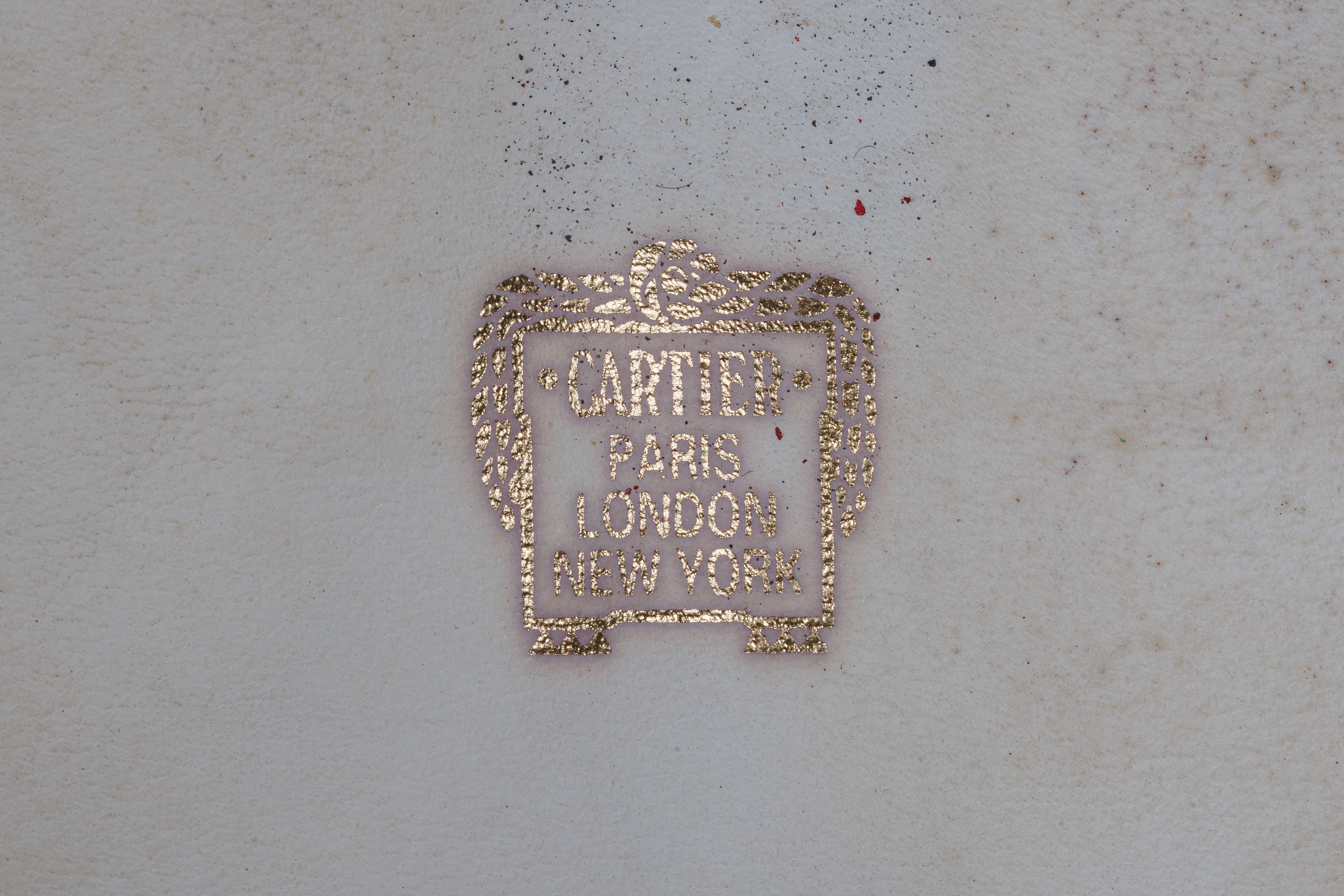 Cartier Silver-Mounted Chinese Porcelain Snuff Bottles in Original Box In Good Condition For Sale In New York, NY