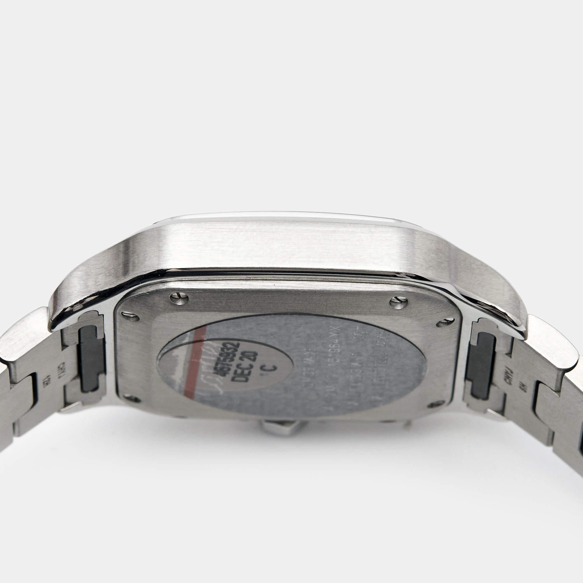 Cartier Silver Opaline Stainless Steel Santos WSSA0010 Women's Wristwatch 35.1 m In New Condition In Dubai, Al Qouz 2