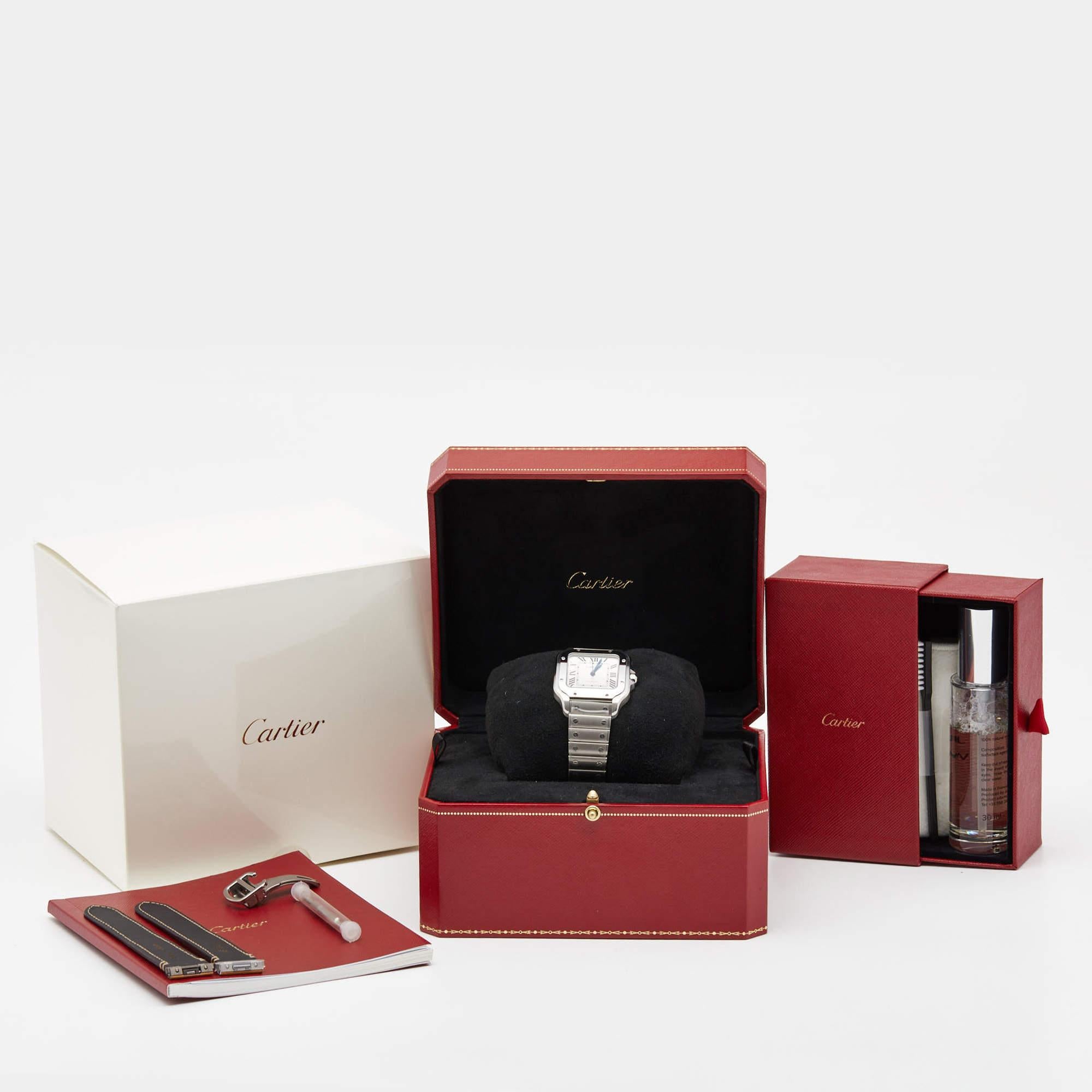 Cartier Silver Opaline Stainless Steel Santos WSSA0010 Women's Wristwatch 35.1 m 3