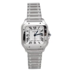 Cartier Silver Opaline Stainless Steel Santos WSSA0010 Women's Wristwatch 35.1 m