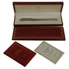 Cartier Silver Plated Fountain Pen With 18ct Gold Nib In Cartier Box & Paperwork