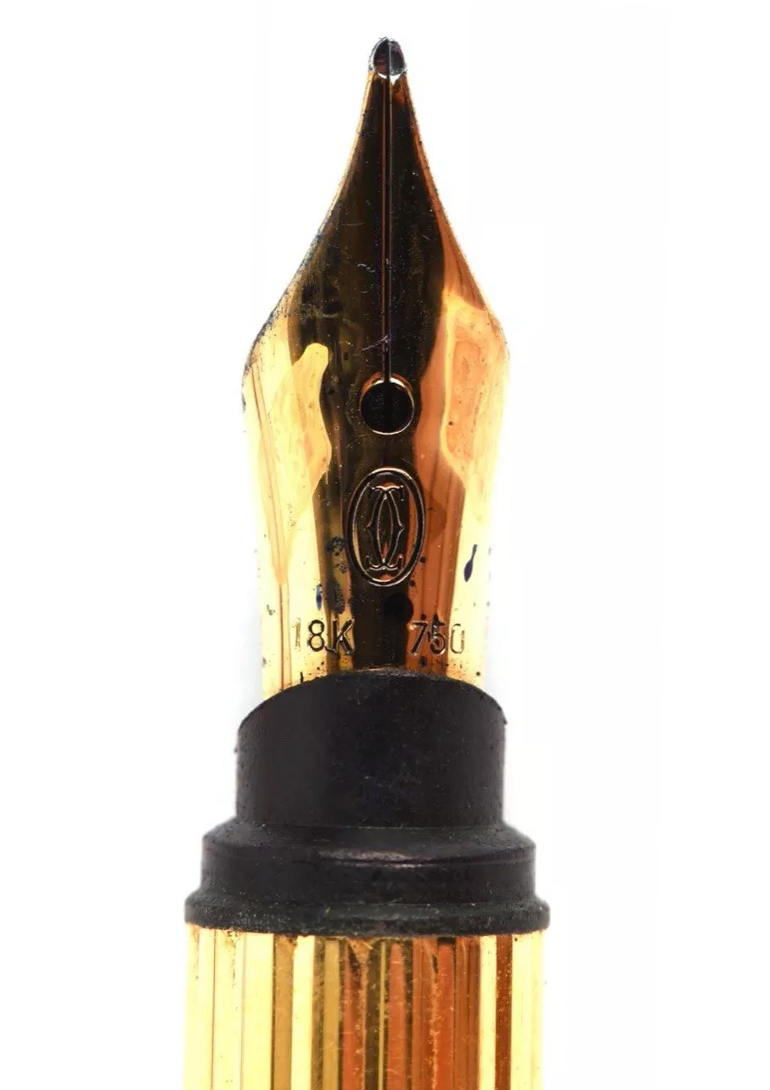 Cartier Silver Plated Fountain Pen With 18ct Gold Nib In Cartier Box & Paperwork 5