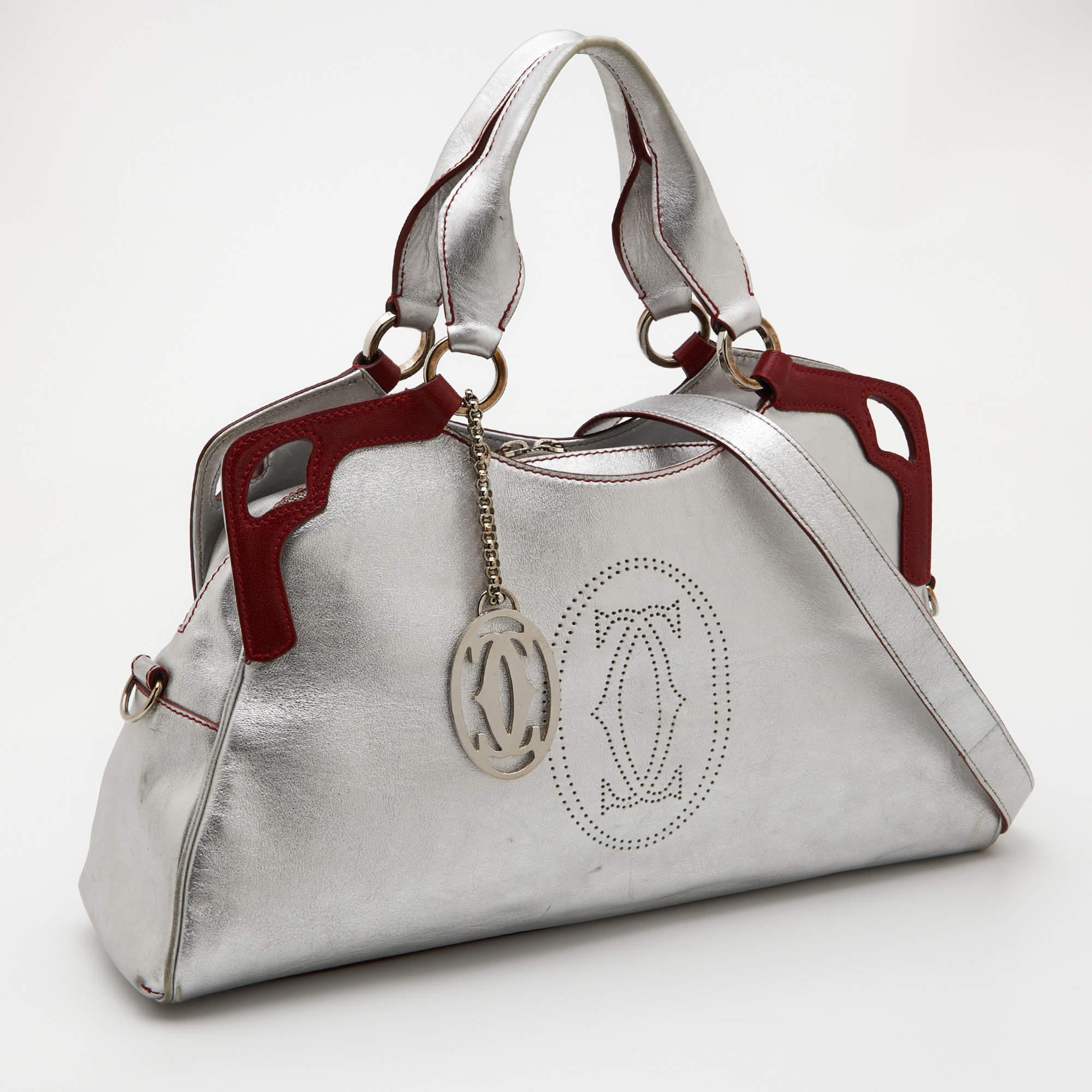 Women's Cartier Silver/Red Leather Marcello de Cartier Bag