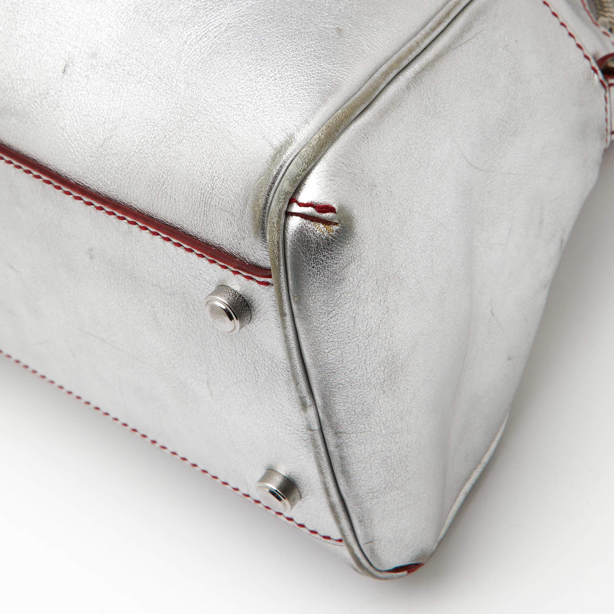Cartier Silver/Red Leather Marcello de Cartier Bag 3