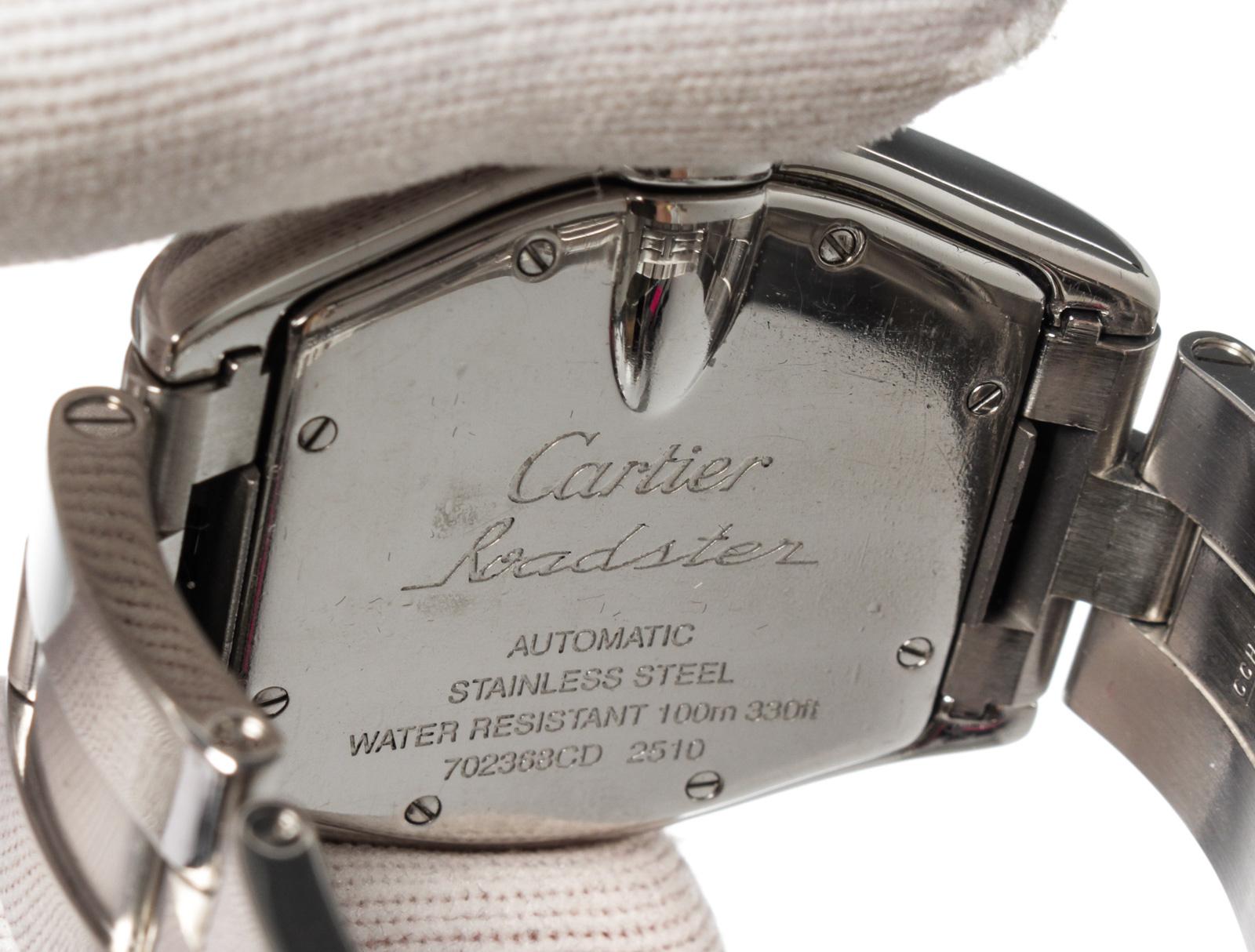 Cartier Silver Roadster LM Watch In Good Condition For Sale In Irvine, CA