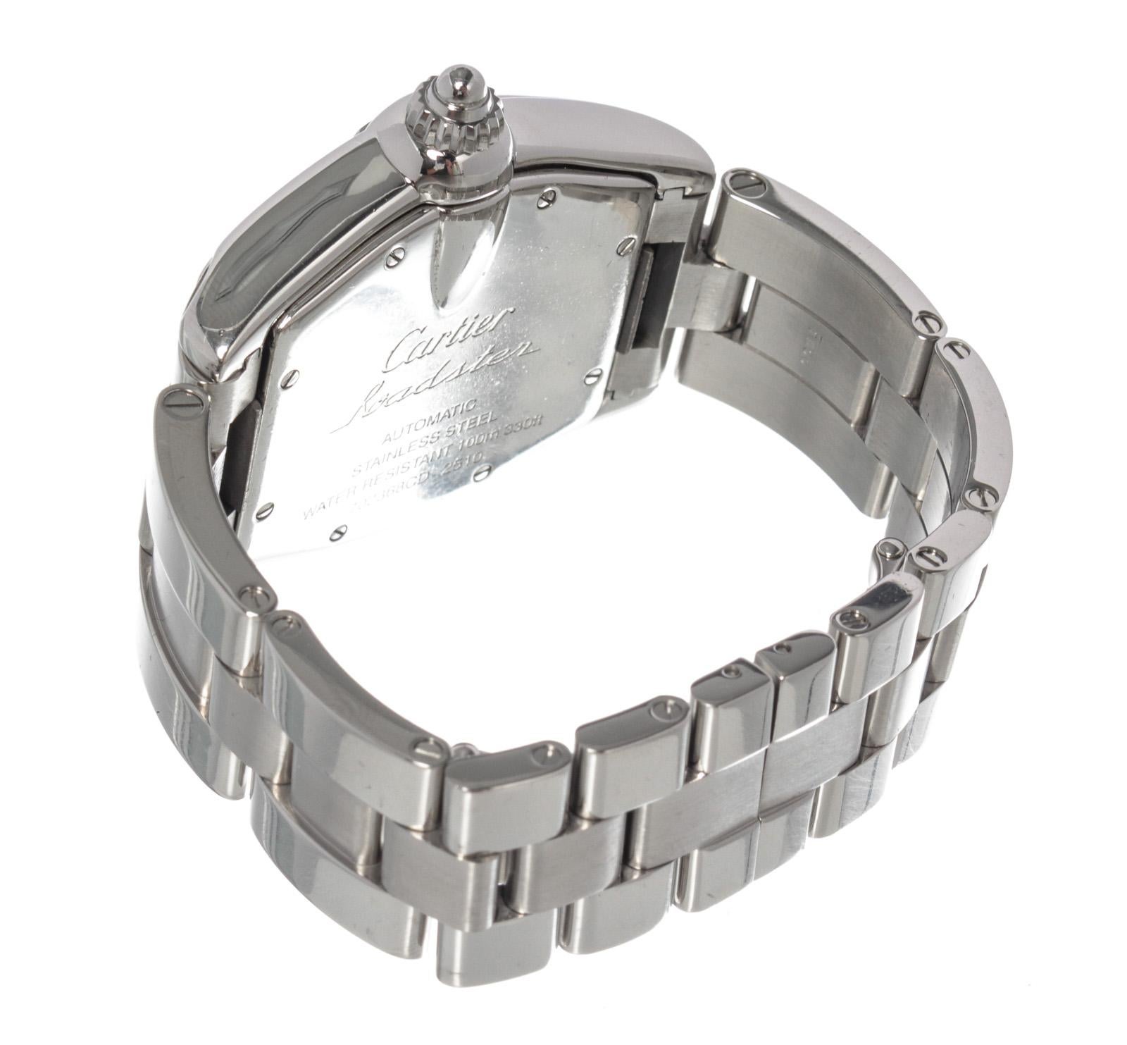 Cartier Silver Roadster LM Watch For Sale 2