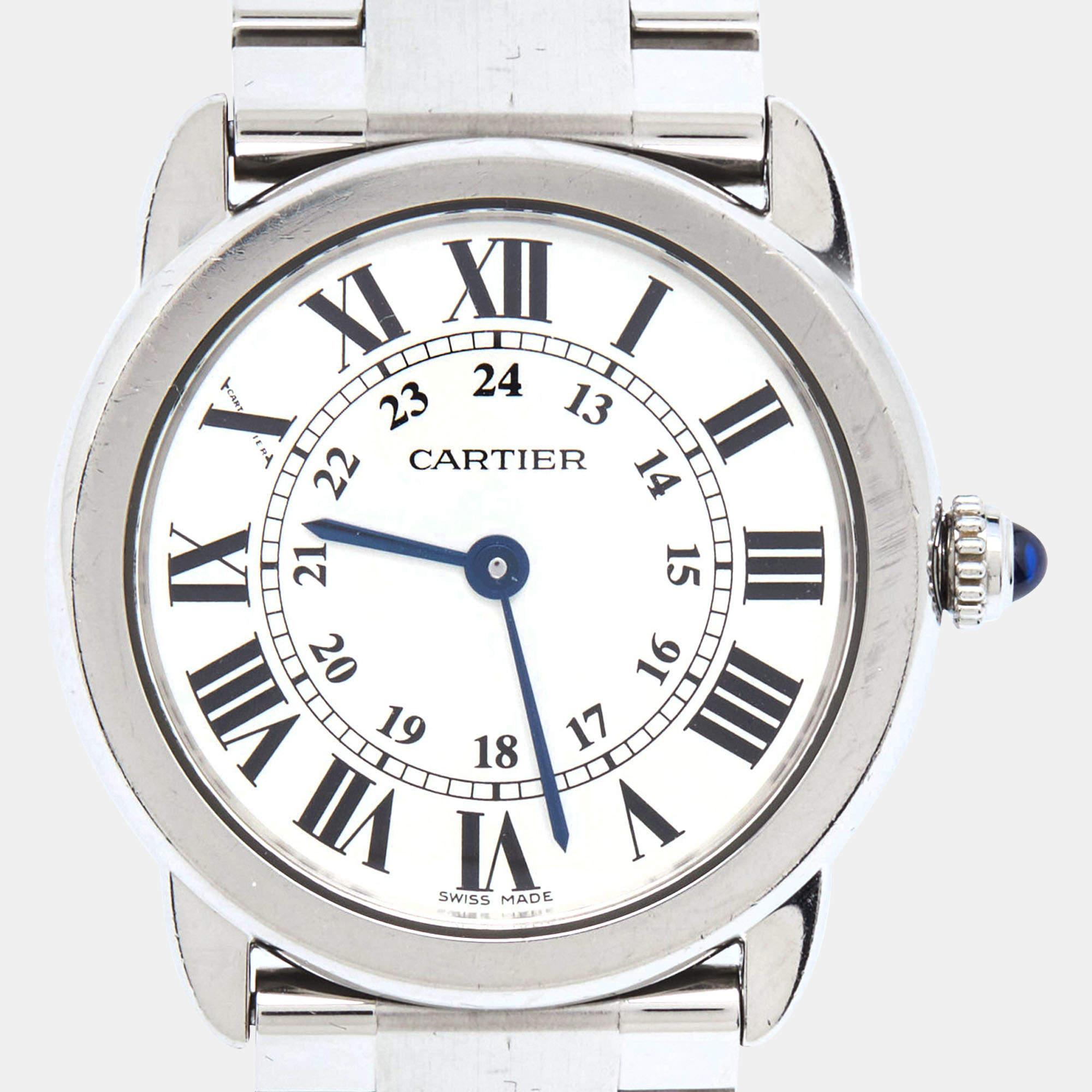 Cartier Silver Ronde Solo De Cartier 3601 Women's Wristwatch 29 mm 4