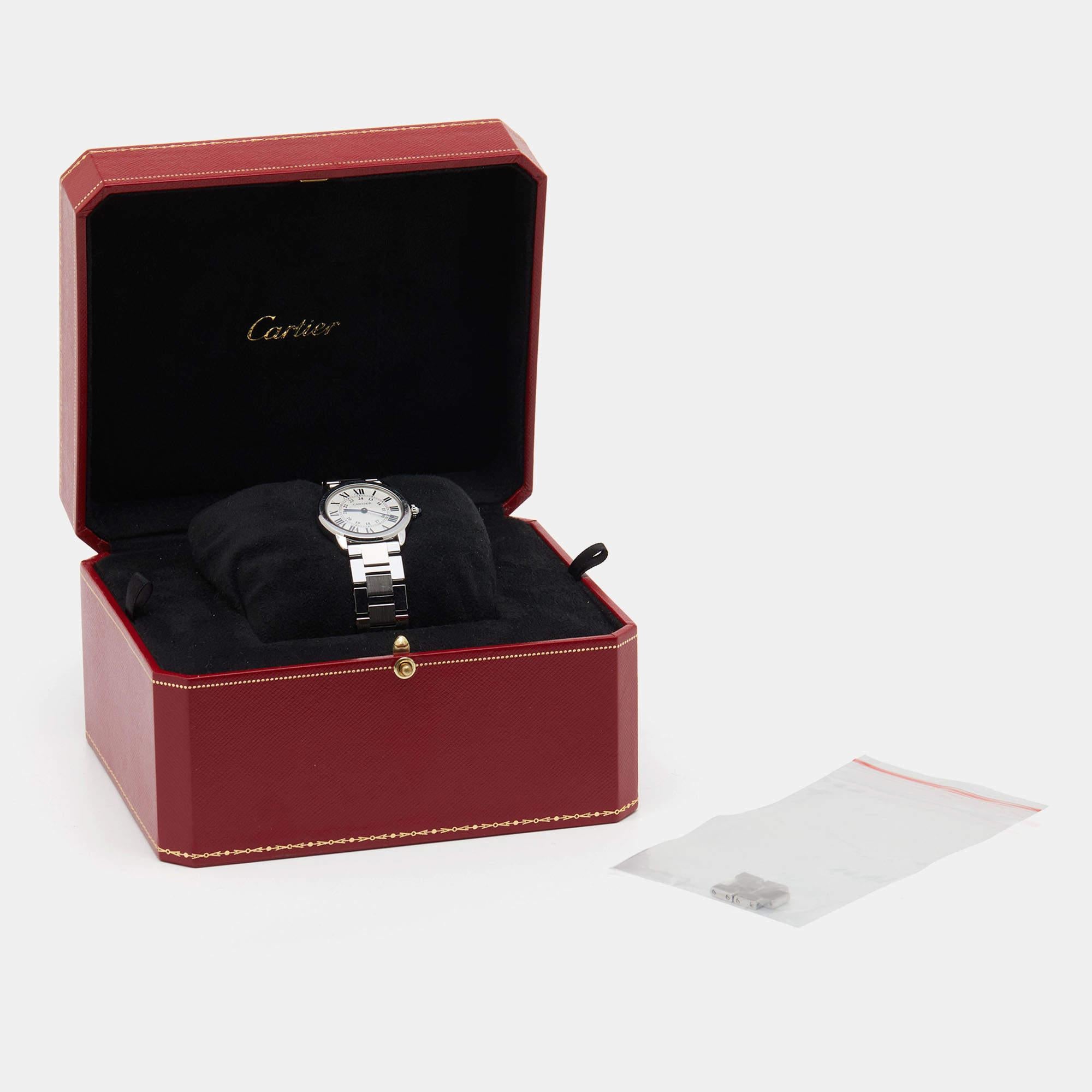 Cartier Silver Ronde Solo De Cartier 3601 Women's Wristwatch 29 mm 6