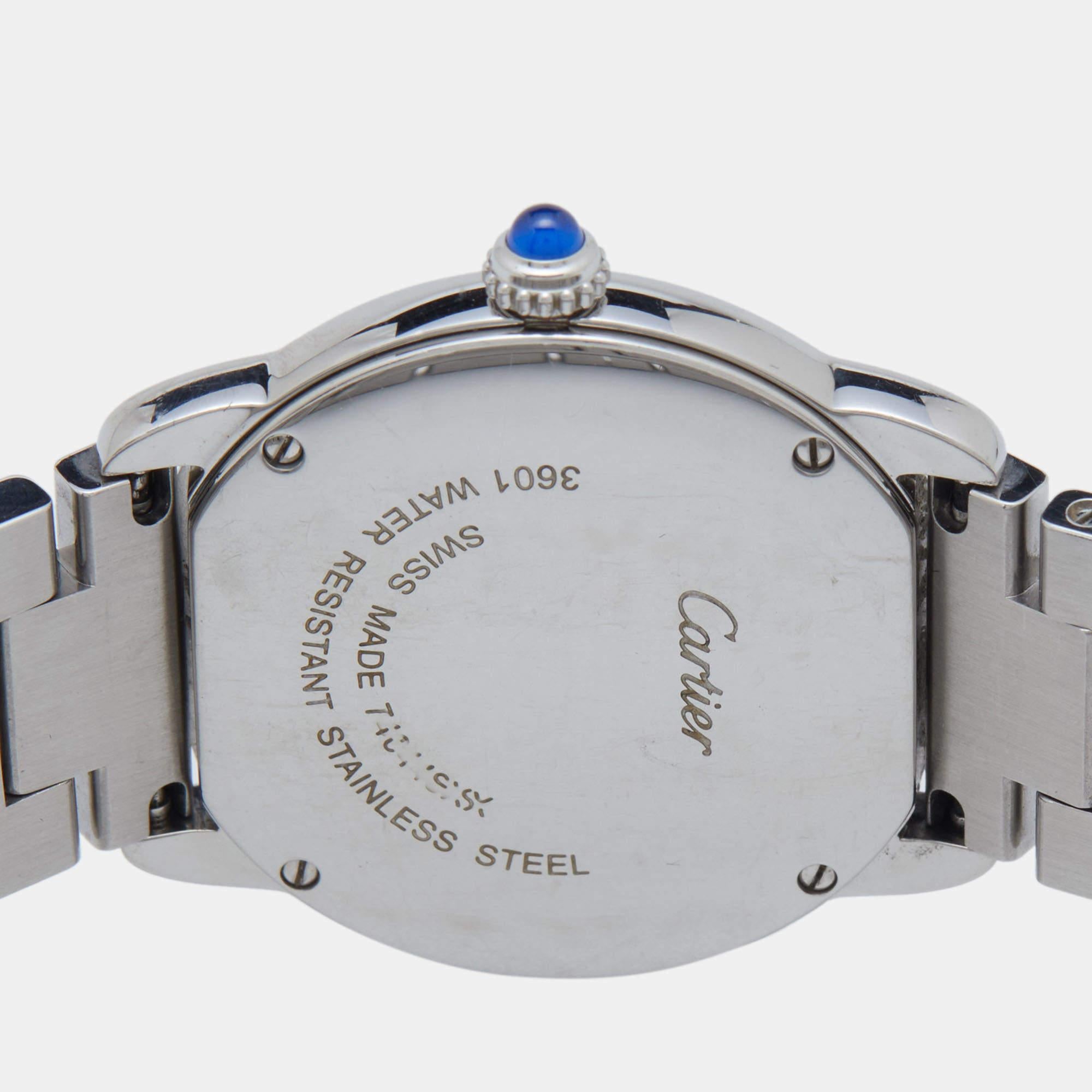 Aesthetic Movement Cartier Silver Ronde Solo De Cartier 3601 Women's Wristwatch 29 mm