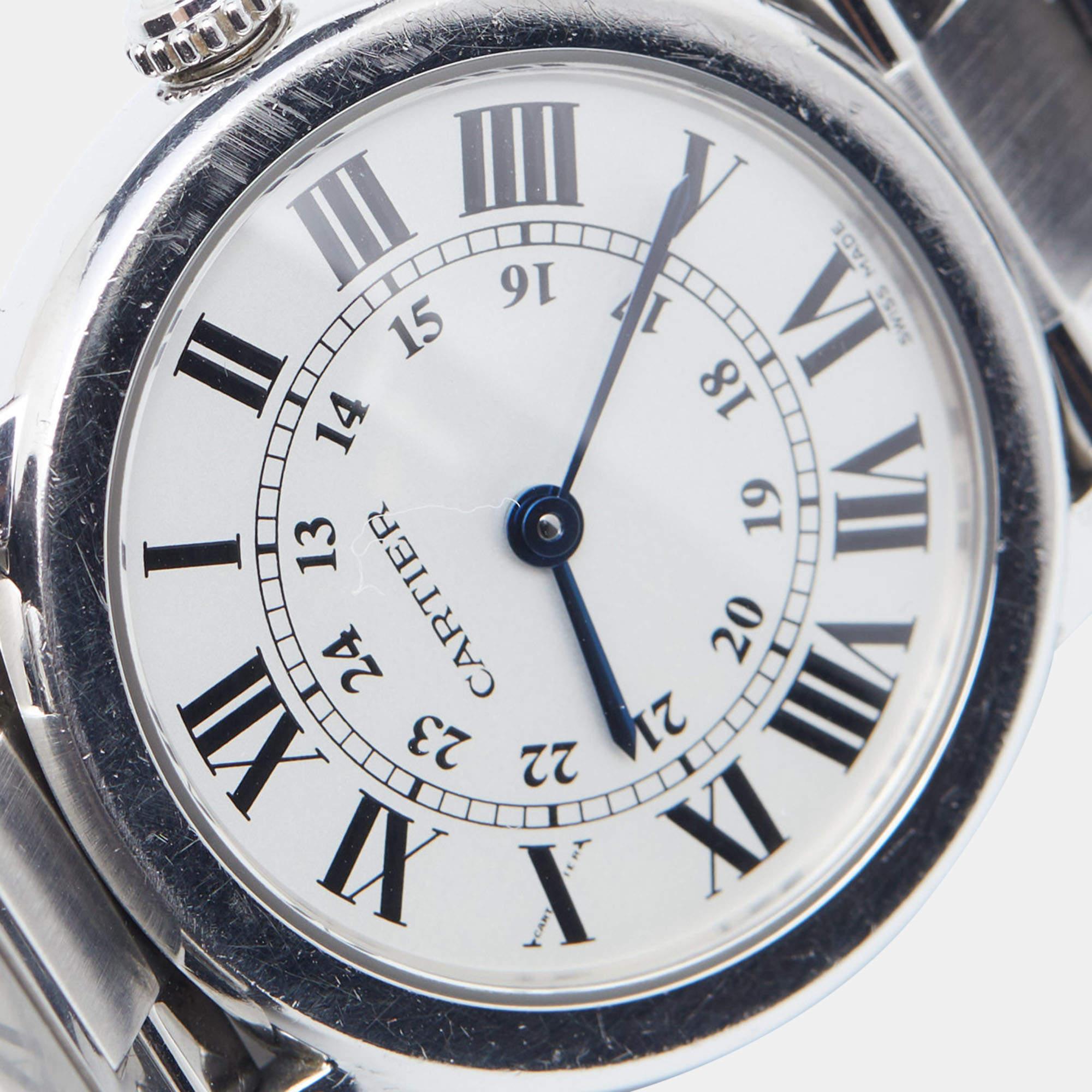 Cartier Silver Ronde Solo De Cartier 3601 Women's Wristwatch 29 mm 3
