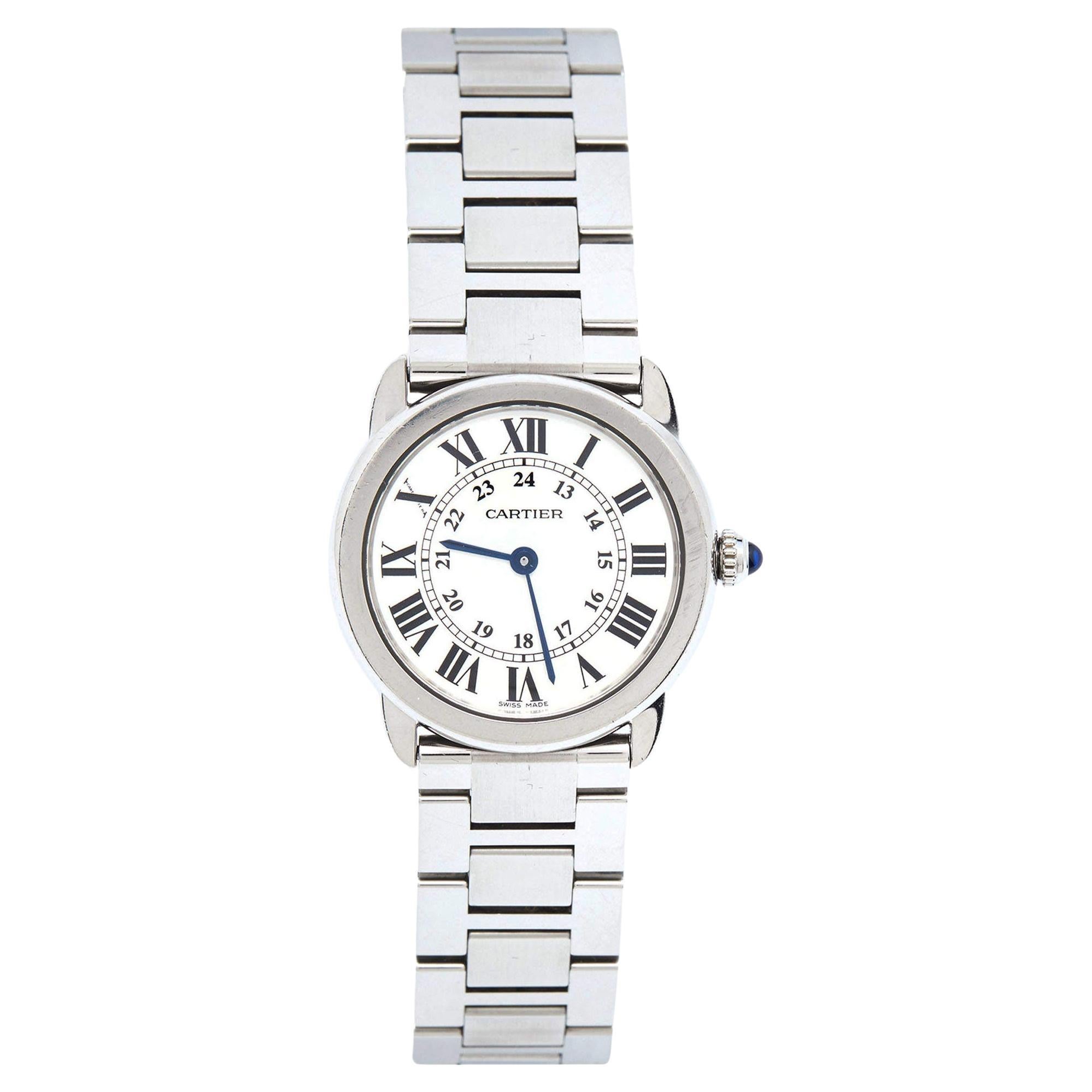 Cartier Silver Ronde Solo De Cartier 3601 Women's Wristwatch 29 mm