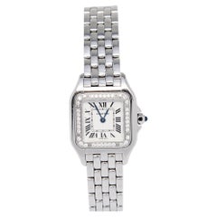 Cartier Silver Stainless Diamond Panthere De Cartier Women's Wristwatch 22 mm