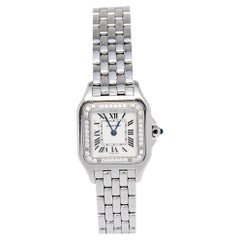 Cartier Silber-Edelstahl-Diamant Panthere De Cartier Damenarmbanduhr 22 mm