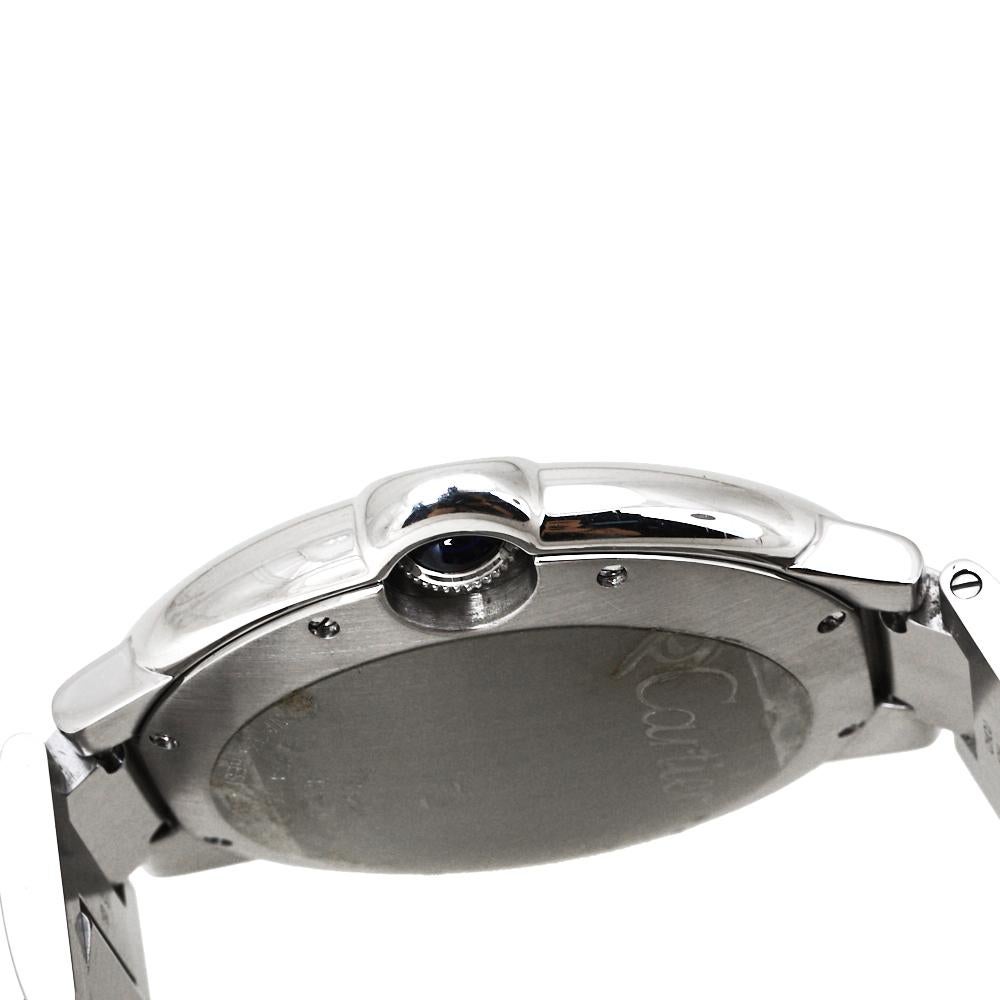 Cartier Silver Stainless Steel Ballon Bleu 3001 Men's Wristwatch 42 mm 3