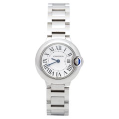 Cartier Silber Edelstahl Ballon Bleu W69010Z4 Damenarmbanduhr 28 mm