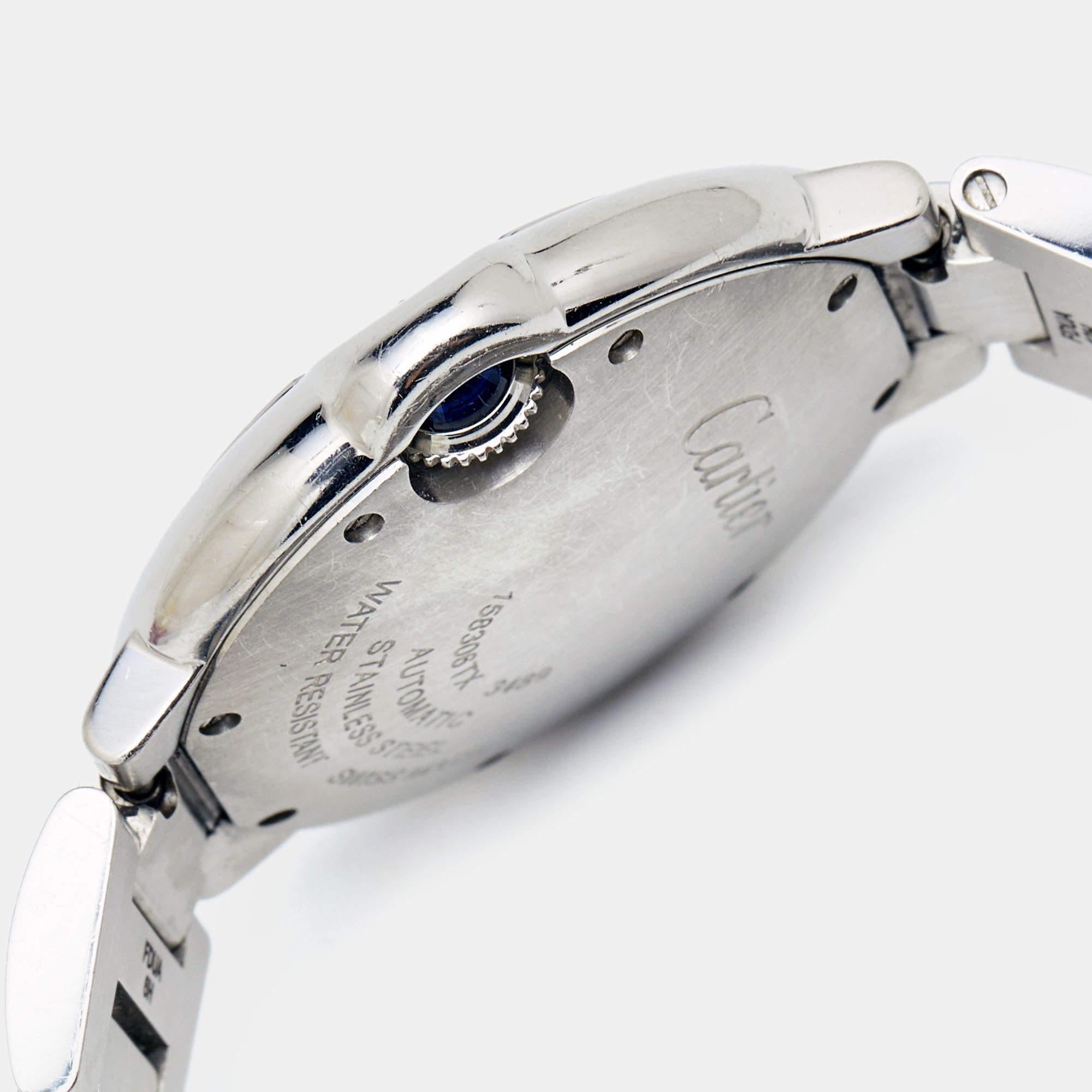 Cartier Silver Stainless Steel Ballon Bleu W6920071 Women's Wristwatch 33 mm 2