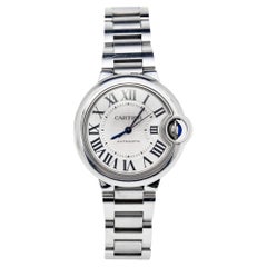 Cartier Silver Stainless Steel Ballon Bleu W6920071 Women's Wristwatch 33 mm