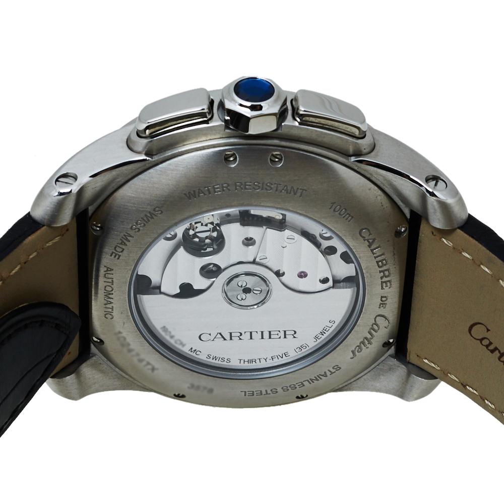 Cartier Silver Stainless Steel Calibre De Cartier Men's Wristwatch 42 MM 1