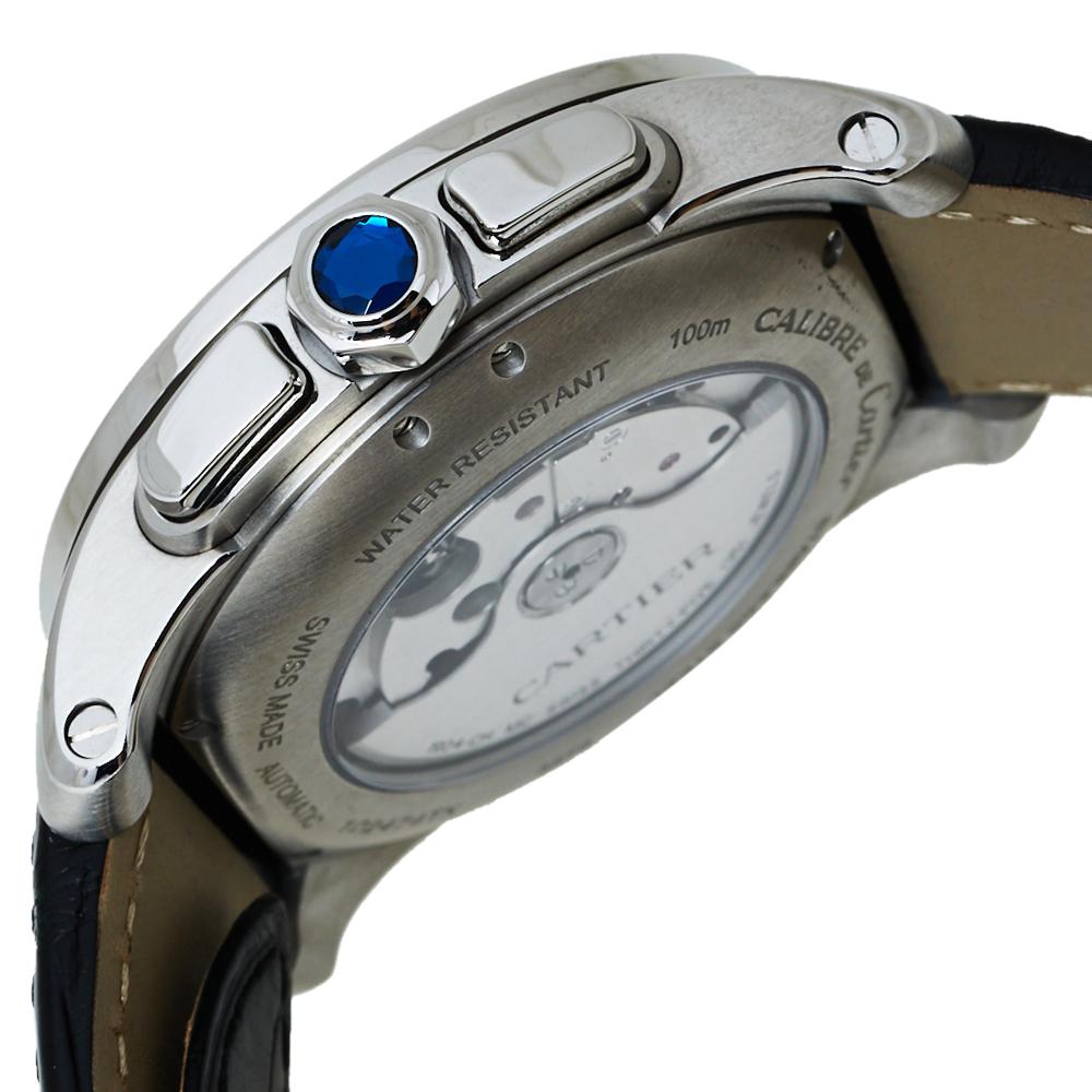 Cartier Silver Stainless Steel Calibre De Cartier Men's Wristwatch 42 MM 2