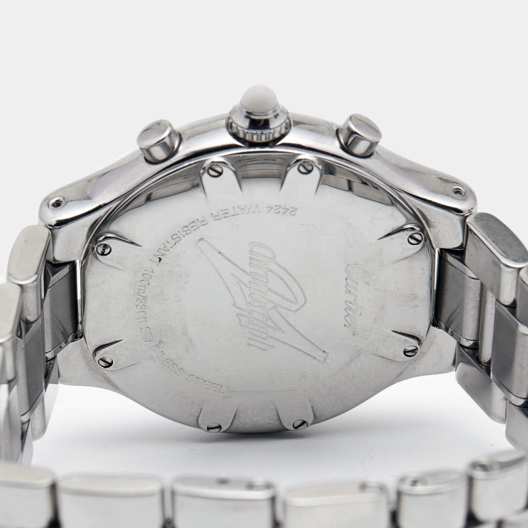 Cartier Silver Stainless Steel Chronoscaph 21 2424 Unisex Wristwatch 38 mm 3