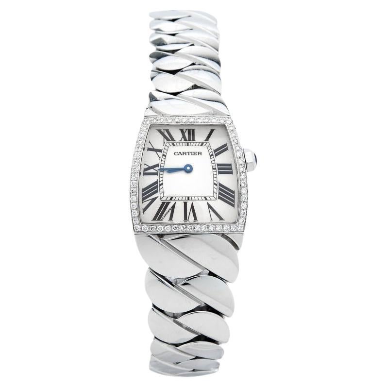 Cartier Silber Edelstahl Diamant La Dona W660022I Damenarmbanduhr 28 mm
