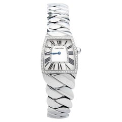 Used Cartier Silver Stainless Steel Diamond La Dona W660022I Women's Wristwatch 28 mm