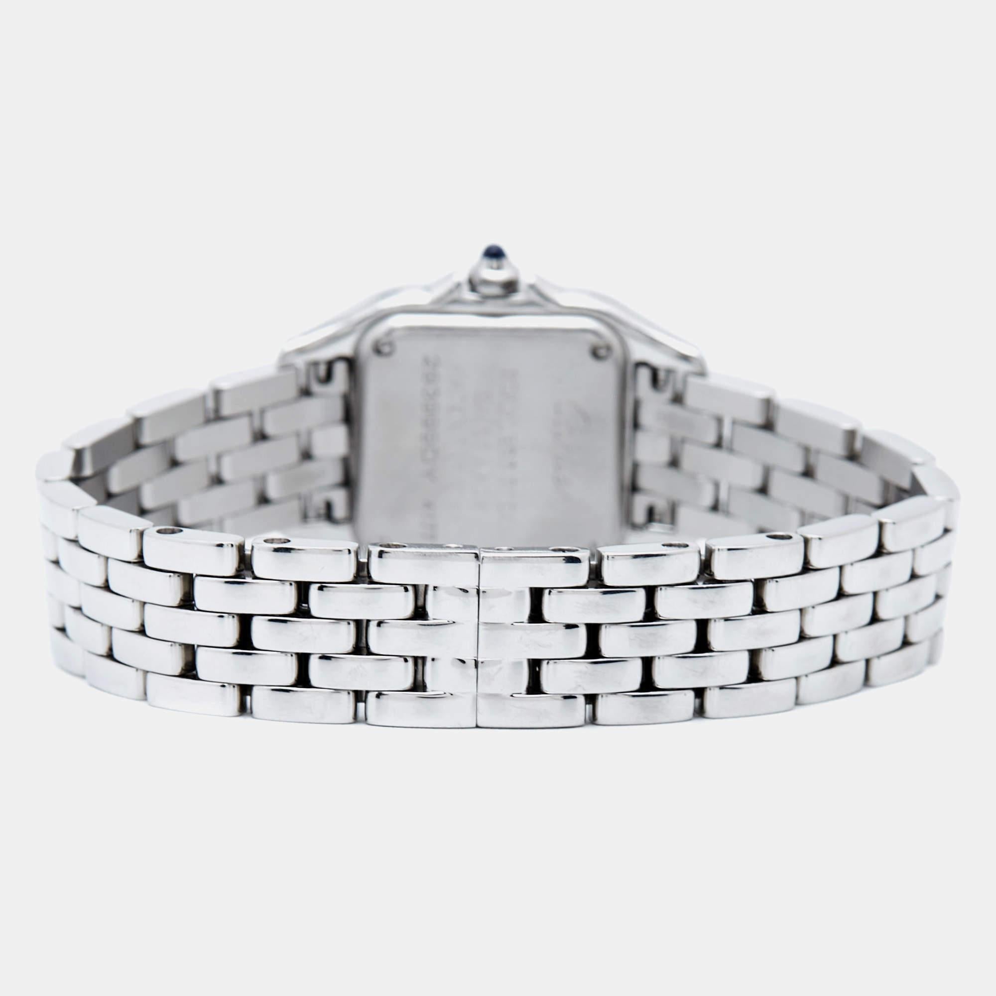 This Panthère de Cartier from Cartier is a creation worthy of being yours. As a true style icon, It has a grand fusion of elegance with contemporary charm in every detail, from the square case to the concealed clasp. Using stainless steel, Cartier
