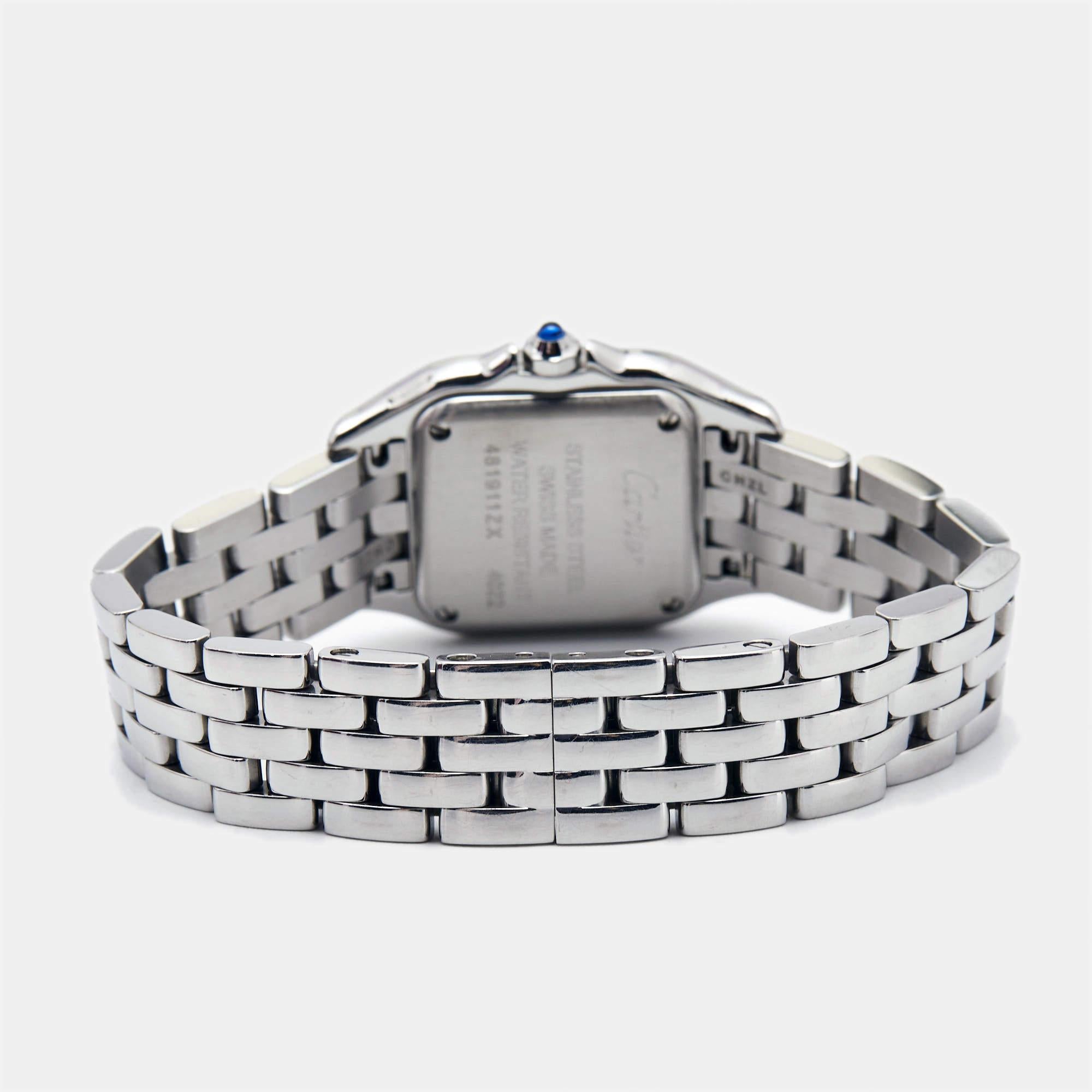 Cartier Silver Stainless Steel Diamond Panthere W4PN0007 Women's Wristwatch 22 m 1