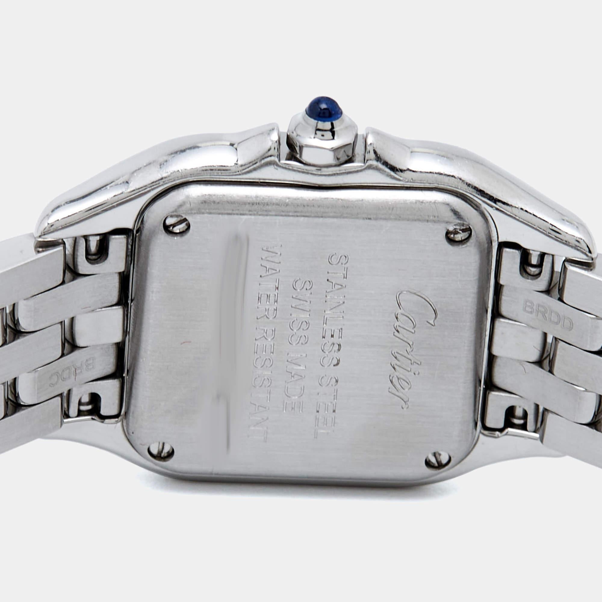 Cartier Silver Stainless Steel Diamond Panthère W4PN0007 Women's Wristwatch 22 m In Good Condition In Dubai, Al Qouz 2